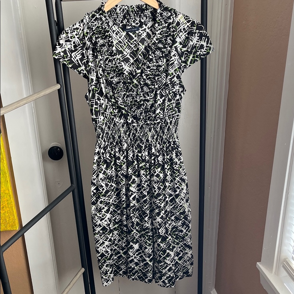Tommy Hilfiger Women’s Black, White and Green Midi Dress